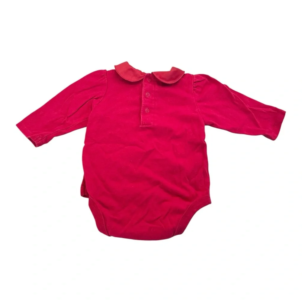 Lullaby Club Red Peter Pan Collared Onesie Baby‎ Size 3 Months